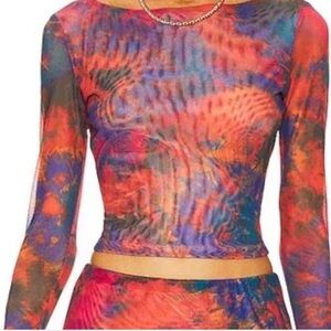 Ronny Kobo Collection Vibrant Mesh Crop Top